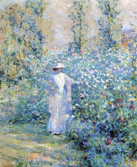 Reid Oil Paintings -In The Flower Garden - Click Image to Close