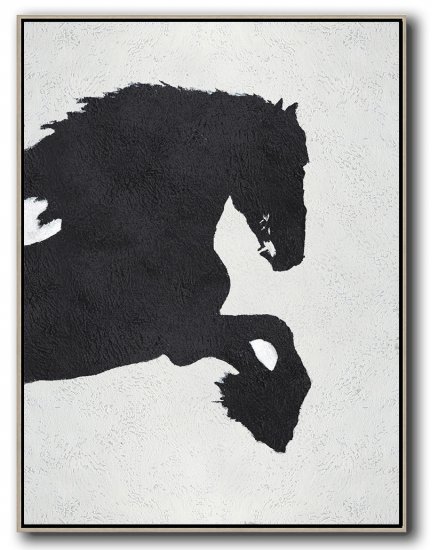 Vertical Minimal Horse Art Painting Black and White  #ADMPS0B191 - Click Image to Close