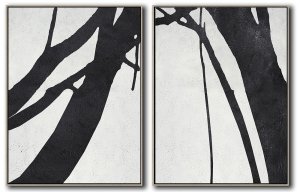 Custom Size Set Of 2 Minimal Art - Black and White #SOTMA0A1