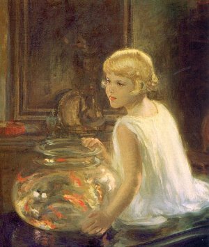 Hubbell Oil Paintings - Rosemary And The Goldfish, 1930