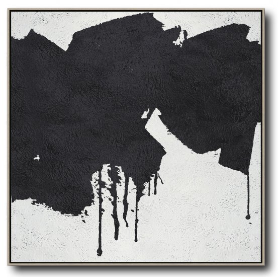 Square Minimal Black And White Painting #ADMPS0A176 - Click Image to Close