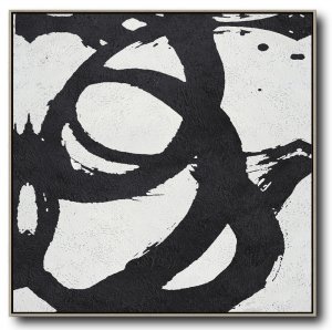 Square Minimal Black And White Painting #ADMPS0A192