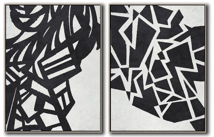 Set Of 2 Minimal Art - Black and White #SOTMA0B7 - Click Image to Close