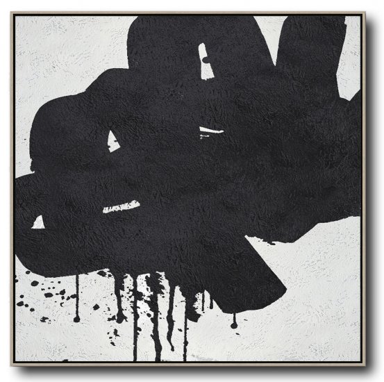 Square Minimal Black And White Painting #ADMPS0A171 - Click Image to Close