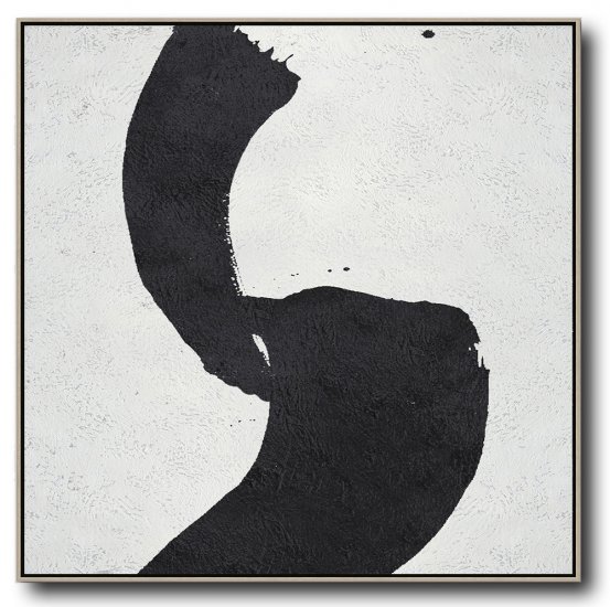 Square Minimal Black And White Painting #ADMPS0A173 - Click Image to Close