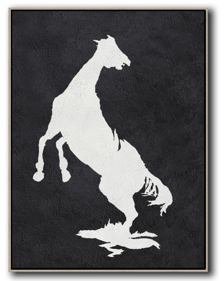 Vertical Minimal Horse Art Painting Black and White  #ADMPS0B170 - Click Image to Close