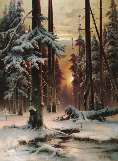 Winter Sun Dawn In A Forest, 1889 - Click Image to Close