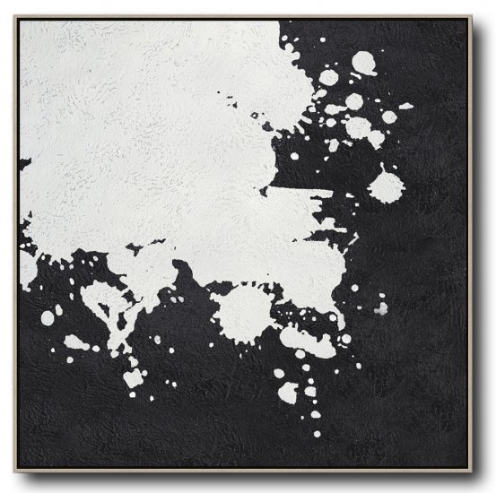 Square Minimal Black And White Painting #ADMPS0A124 - Click Image to Close