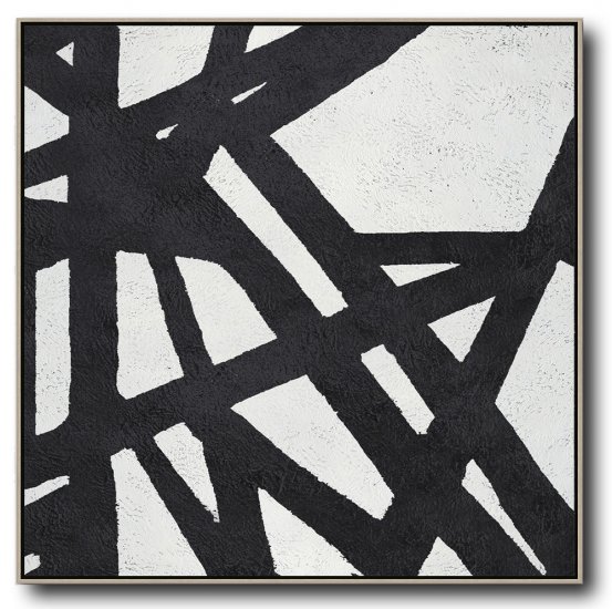 Square Minimal Black And White Painting #ADMPS0A113 - Click Image to Close