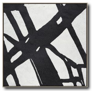 Square Minimal Black And White Painting #ADMPS0A205