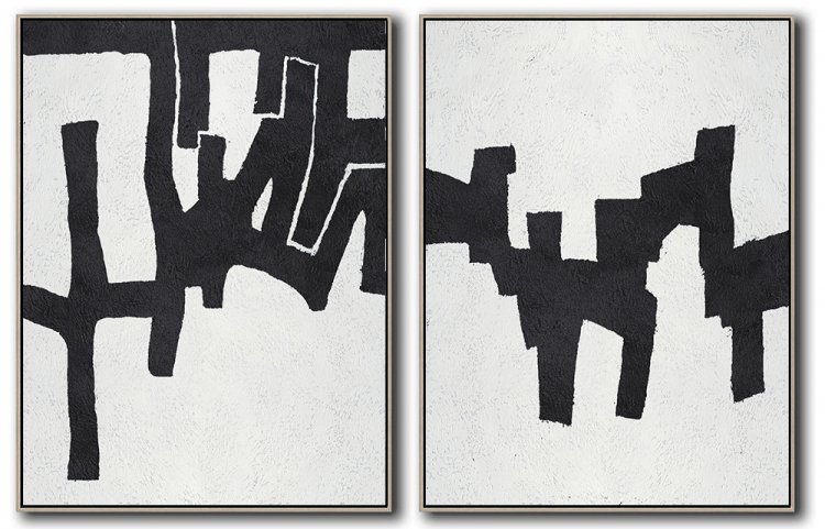 Set Of 2 Minimal Art - Black and White #SOTMA0B62 - Click Image to Close