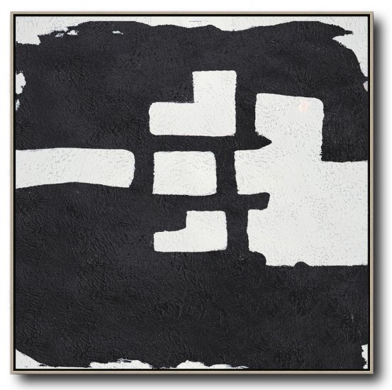 Square Minimal Black And White Painting #ADMPS0A133 - Click Image to Close