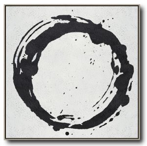 Square Minimal Black And White Painting #ADMPS0A7