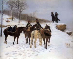 Meissonier Painting-A Group Of Cavalry In The Snow