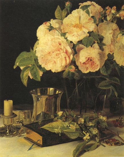 Stilleben Mit Rosen, Leuchter Und Becher, 1831 - Click Image to Close