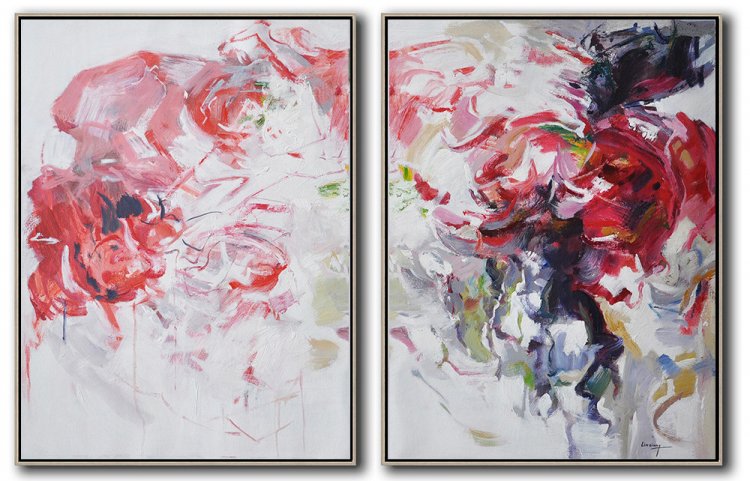 Set Of 2 Abstract Flowers #SOTAC0A2 - Click Image to Close