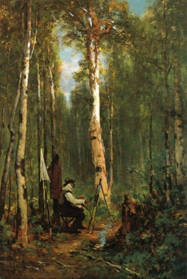 Artist At His Easel In The Woods - Click Image to Close