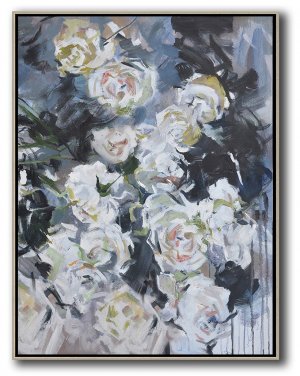 Vertical Abstract Flower Oil Painting #ABV0A6