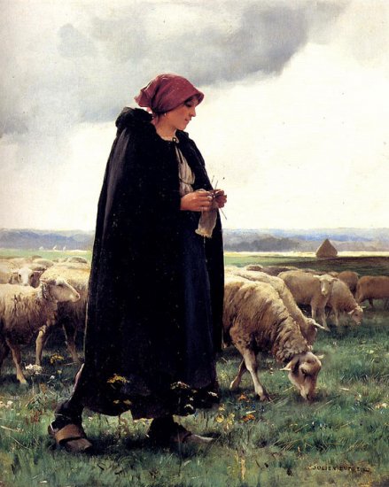 A Shepherdess With Her Flock - Click Image to Close