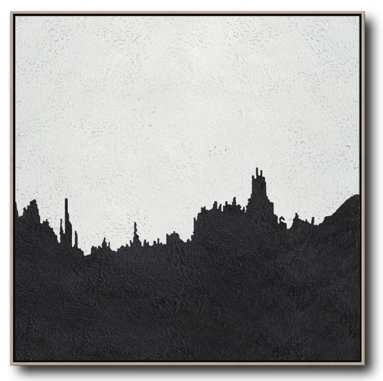 Square Minimal Black And White Painting #ADMPS0A122 - Click Image to Close