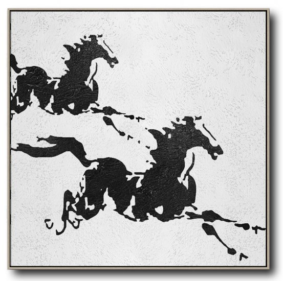 Square Minimal Horse Map Art Painting Black and White #ADMPS0A77 - Click Image to Close