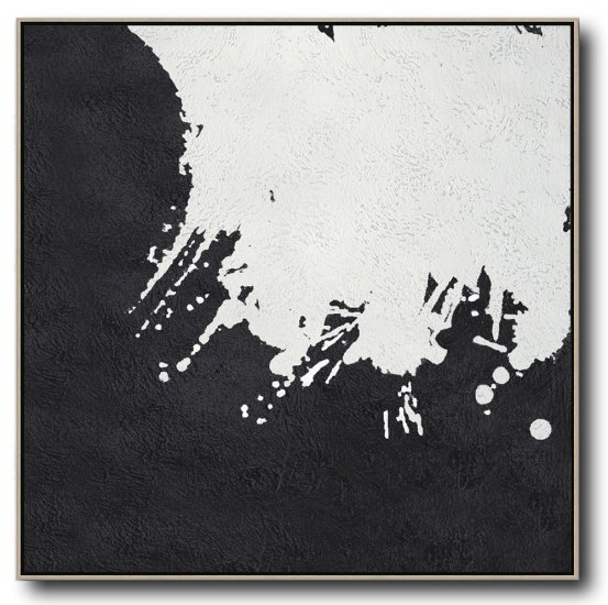 Square Minimal Black And White Painting #ADMPS0A123 - Click Image to Close