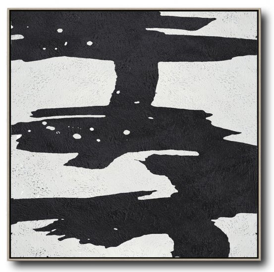 Square Minimal Black And White Painting #ADMPS0A197 - Click Image to Close