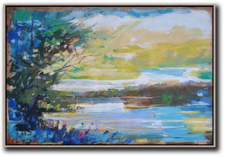 Horizontal Abstract Landscape Painting #ABH0A48 - Click Image to Close