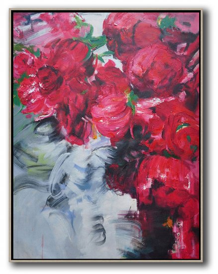 Vertical Abstract Flower Oil Painting #ABV0A27 - Click Image to Close