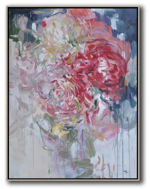 Vertical Abstract Flower Oil Painting #ABV0A11