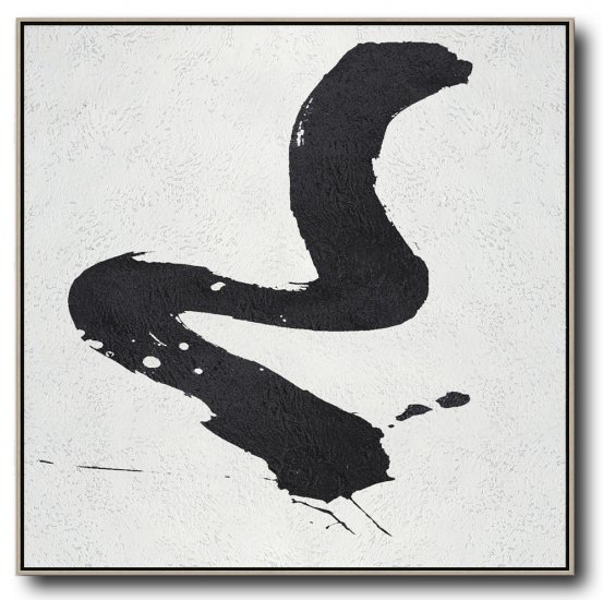 Square Minimal Black And White Painting #ADMPS0A202 - Click Image to Close