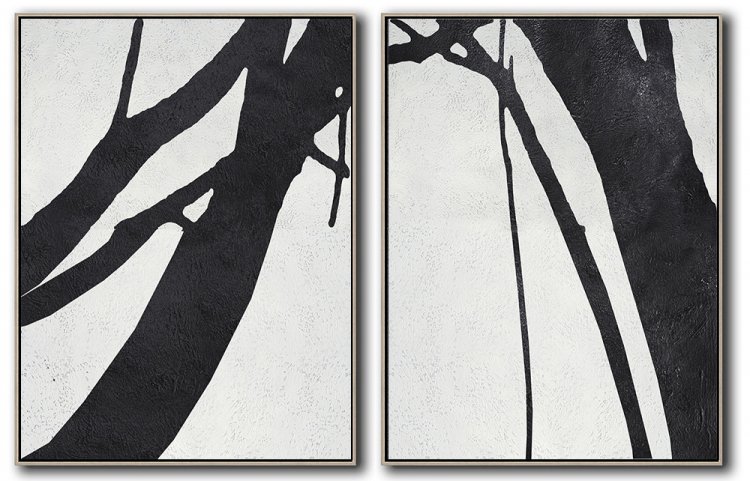 Custom Size Set Of 2 Minimal Art - Black and White #SOTMA0A1 - Click Image to Close