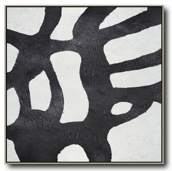 Square Minimal Black And White Painting #ADMPS0A88 - Click Image to Close