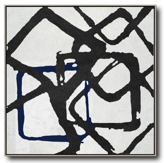 Square Minimal Black And White Painting #ADMPS0A138 - Click Image to Close