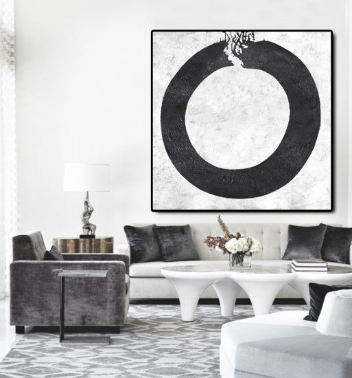 Square Minimal Black And White Painting #ADMPS0A139 - Click Image to Close