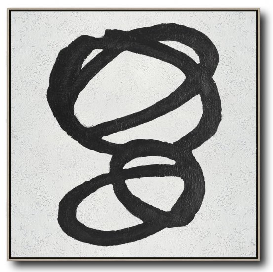 Square Minimal Black And White Painting #ADMPS0A118 - Click Image to Close