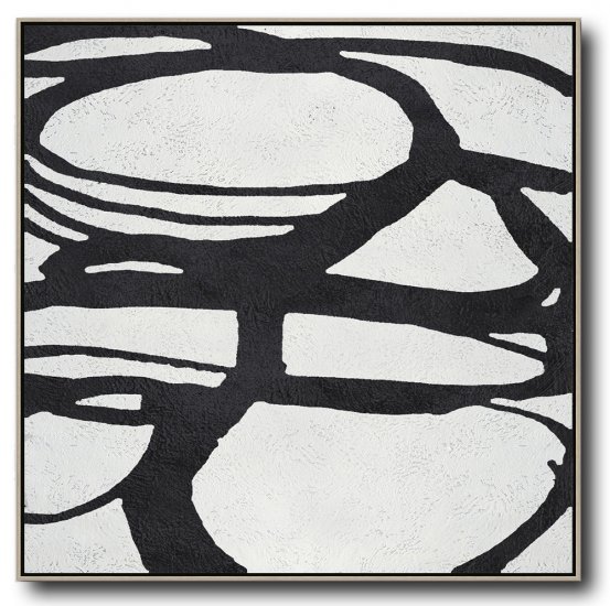 Square Minimal Black And White Painting #ADMPS0A128 - Click Image to Close