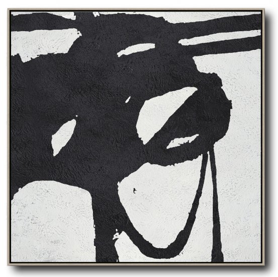 Square Minimal Black And White Painting #ADMPS0A180 - Click Image to Close