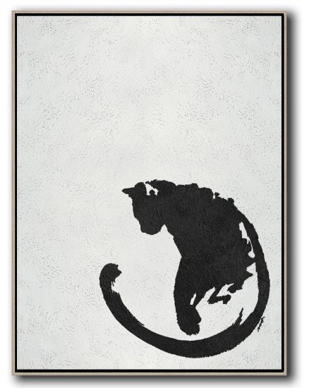 Vertical Minimal Cat Art Painting Black and White #ADMPS0B204 - Click Image to Close