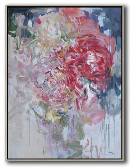 Vertical Abstract Flower Oil Painting #ABV0A11 - Click Image to Close