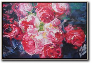 Horizontal Abstract Flower Painting #ABH0A46