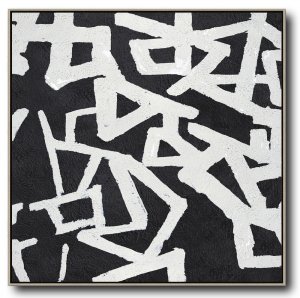 Square Minimal Black And White Painting #ADMPS0A92