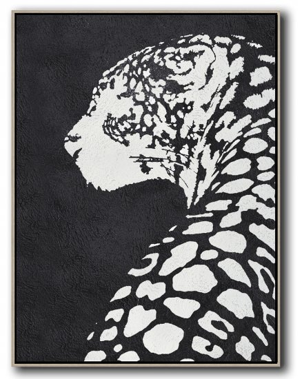 Vertical Minimal Leopard Art Painting Black and White #ADMPS0B206 - Click Image to Close