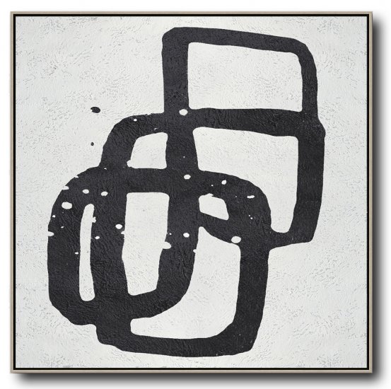 Square Minimal Black And White Painting #ADMPS0A204 - Click Image to Close