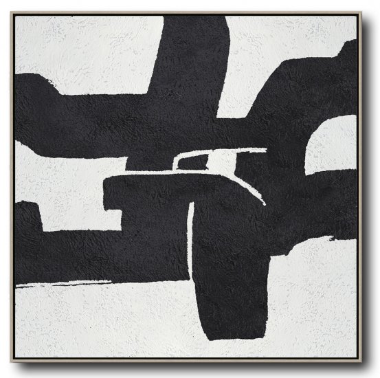 Square Minimal Black And White Painting #ADMPS0A103 - Click Image to Close