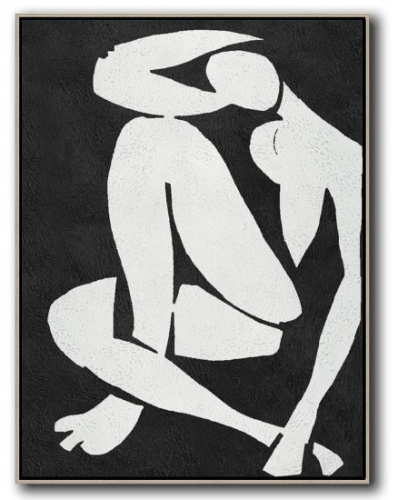 Vertical Minimal Body Art Painting Black and White  #ADMPS0B223 - Click Image to Close