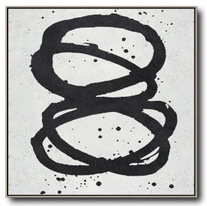 Square Minimal Black And White Painting #ADMPS0A188