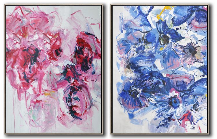 Set Of 2 Abstract Flowers #SOTAC0A7 - Click Image to Close