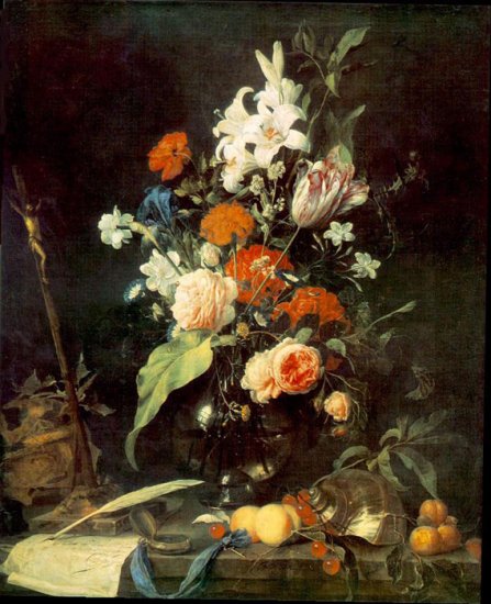 Flower Still-life With Crucifix And Skull, 1630 - Click Image to Close