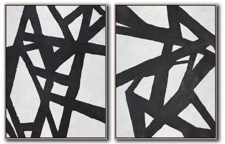 Set Of 2 Minimal Art - Black and White #SOTMA0B49 - Click Image to Close